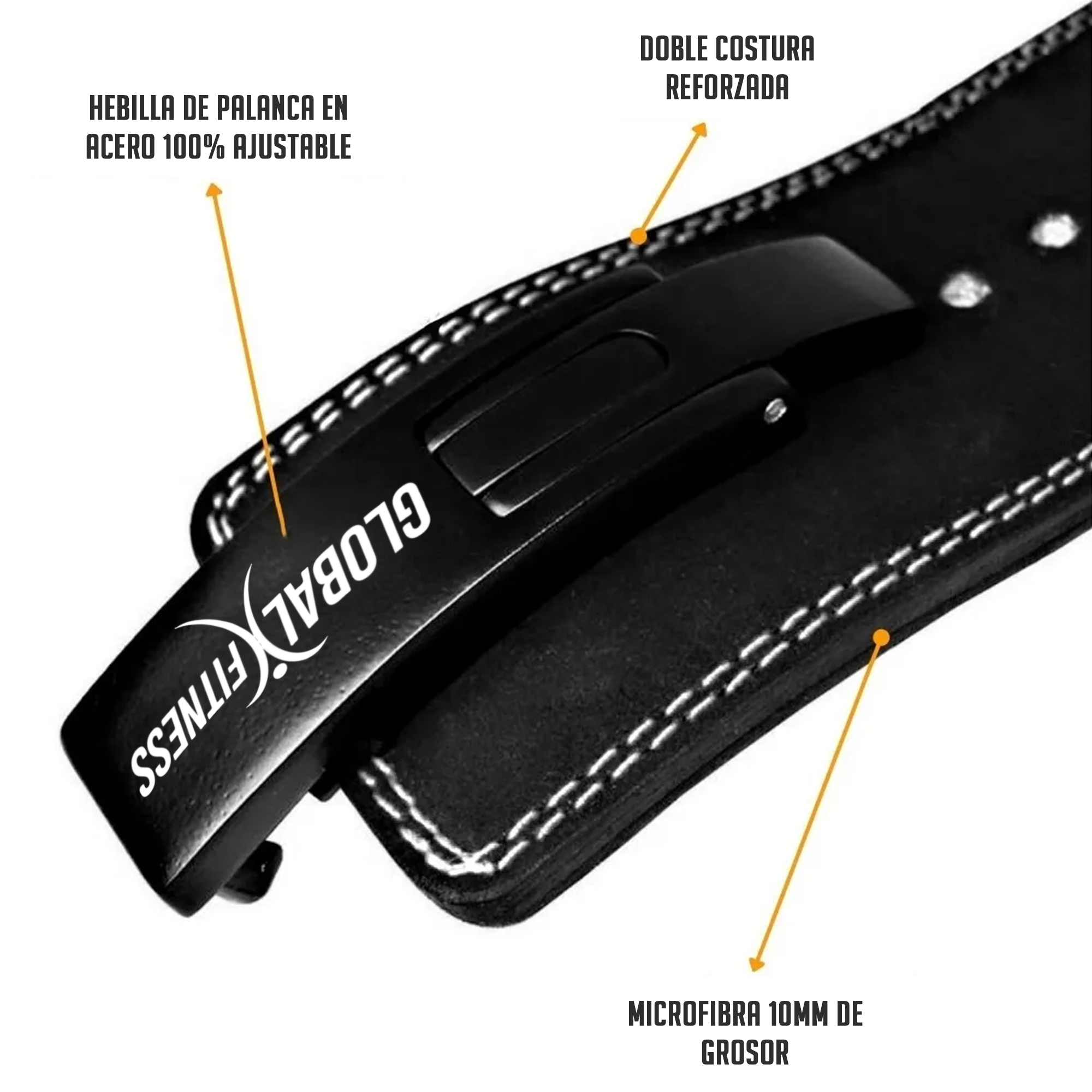 Cinturón Levantamiento de Palanca Powerlifting 10mm - Global Fitness