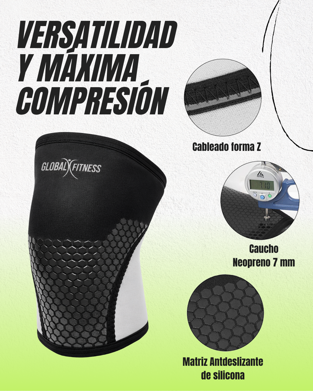 Rodillera Doble Faz 7mm para GYM - Global Fitness