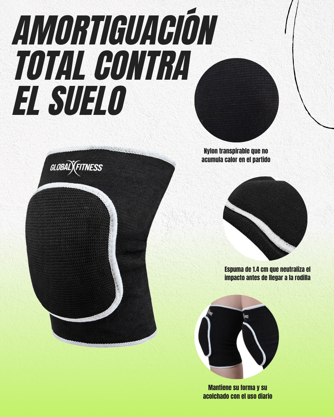 Rodillera alchonada para voleibol- Global Fitness