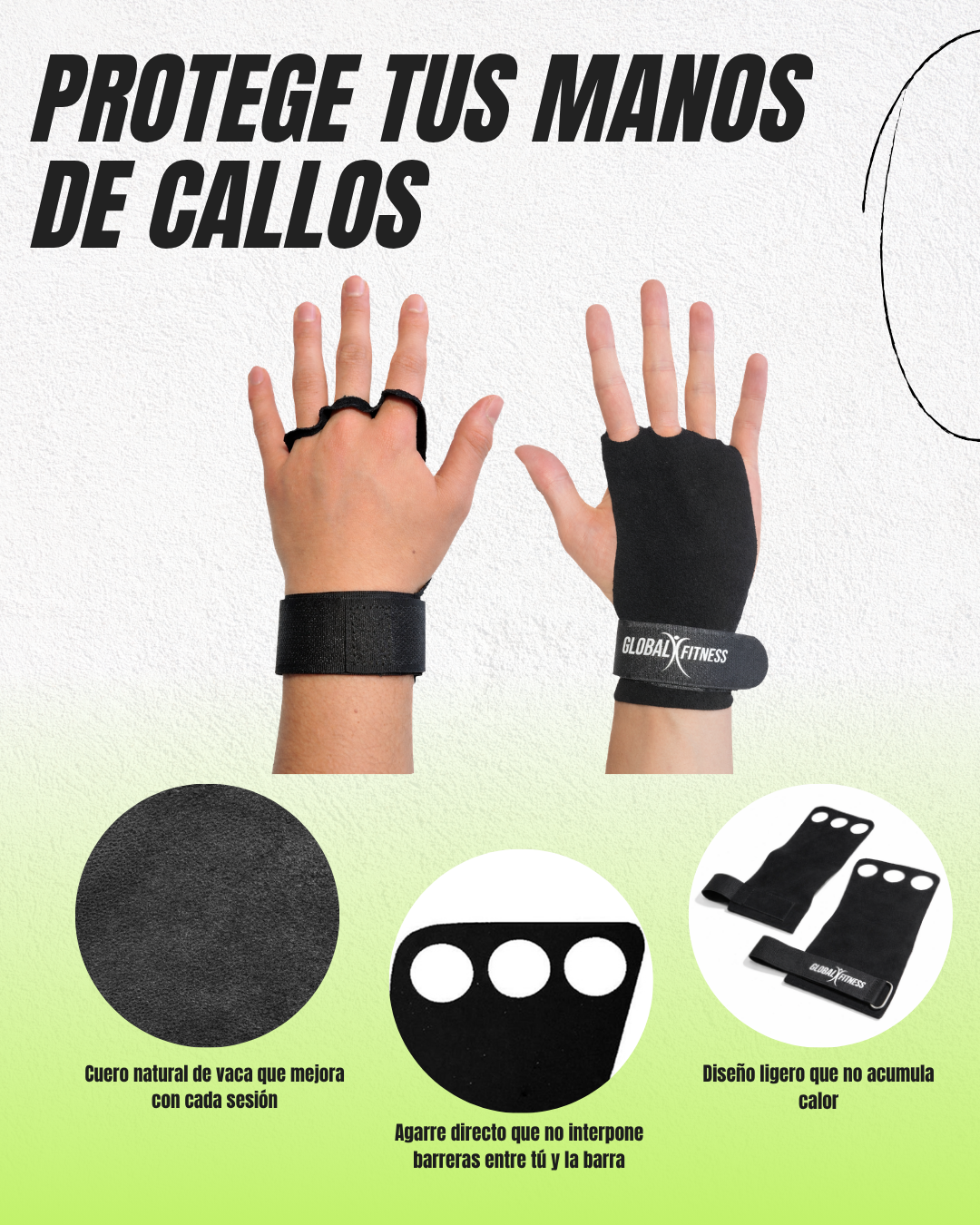 Callera Protector De Manos Para Gym En Cuero Global Fitness
