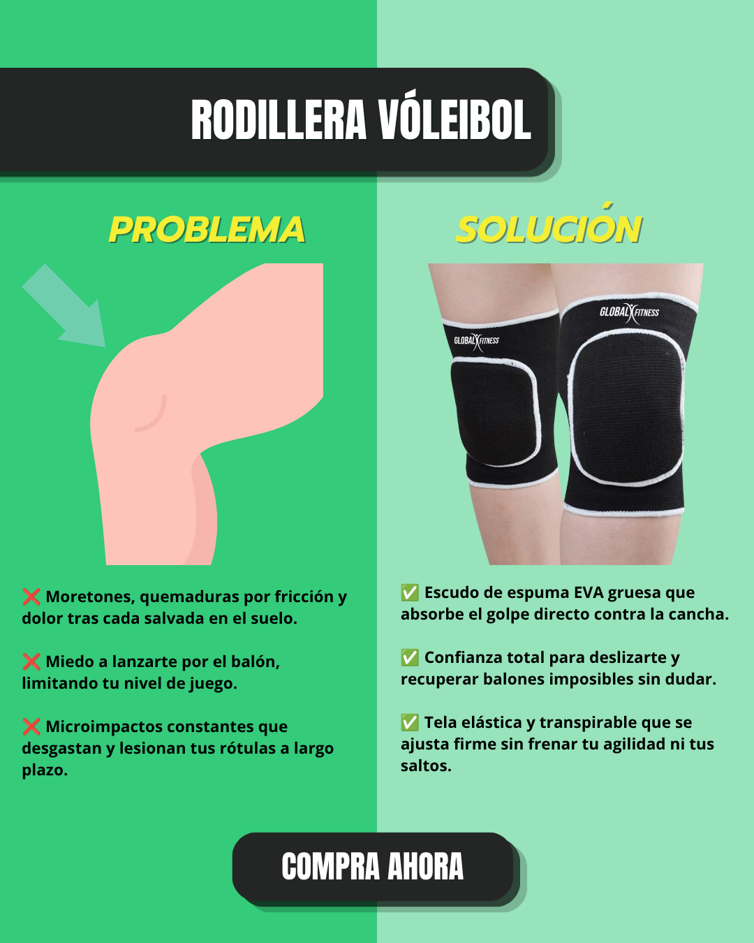 Rodillera alchonada para voleibol- Global Fitness