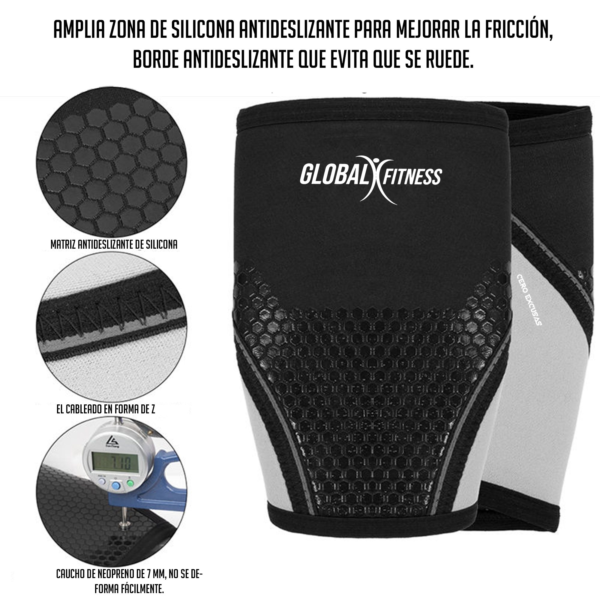 Rodillera Doble Faz 7mm para GYM - Global Fitness