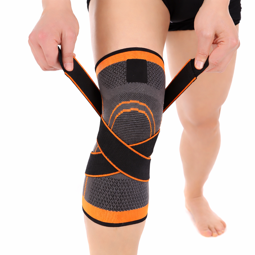 Rodillera De Compresión Con Doble Ajuste Naranja - Global Fitness