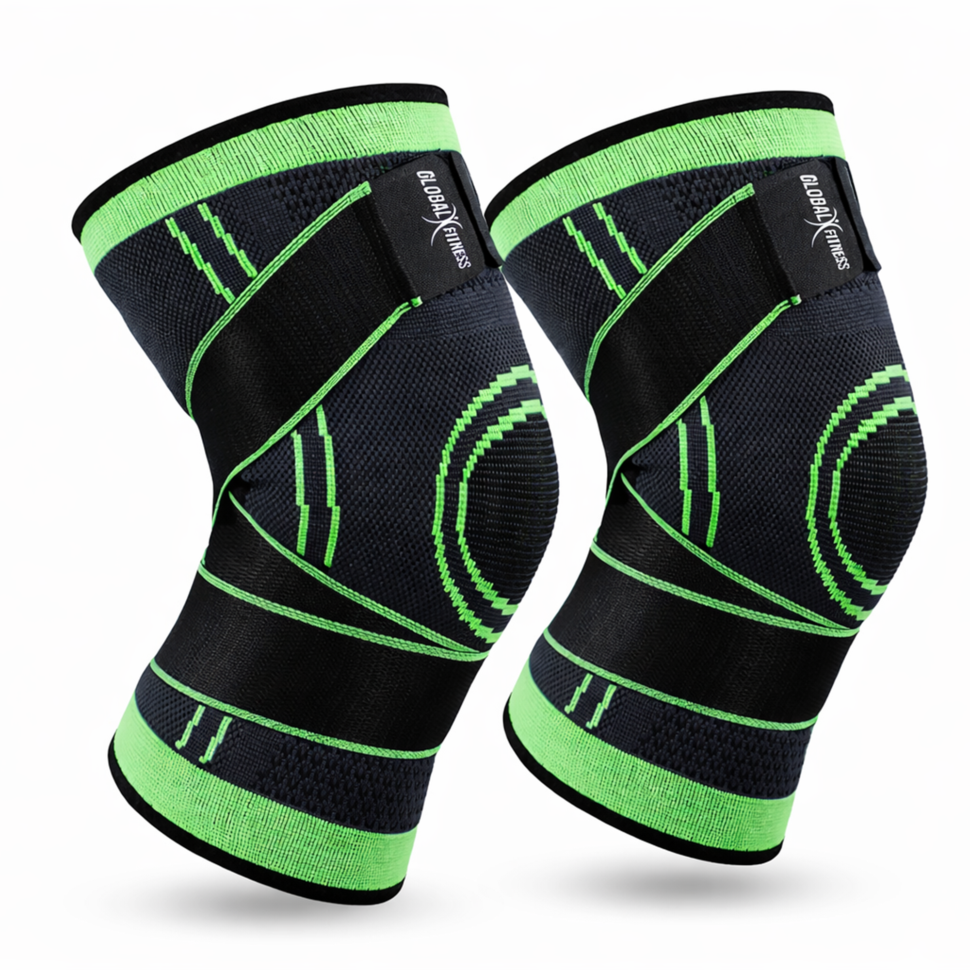 Rodillera De Compresión Con Doble Ajuste Verde - Global Fitness