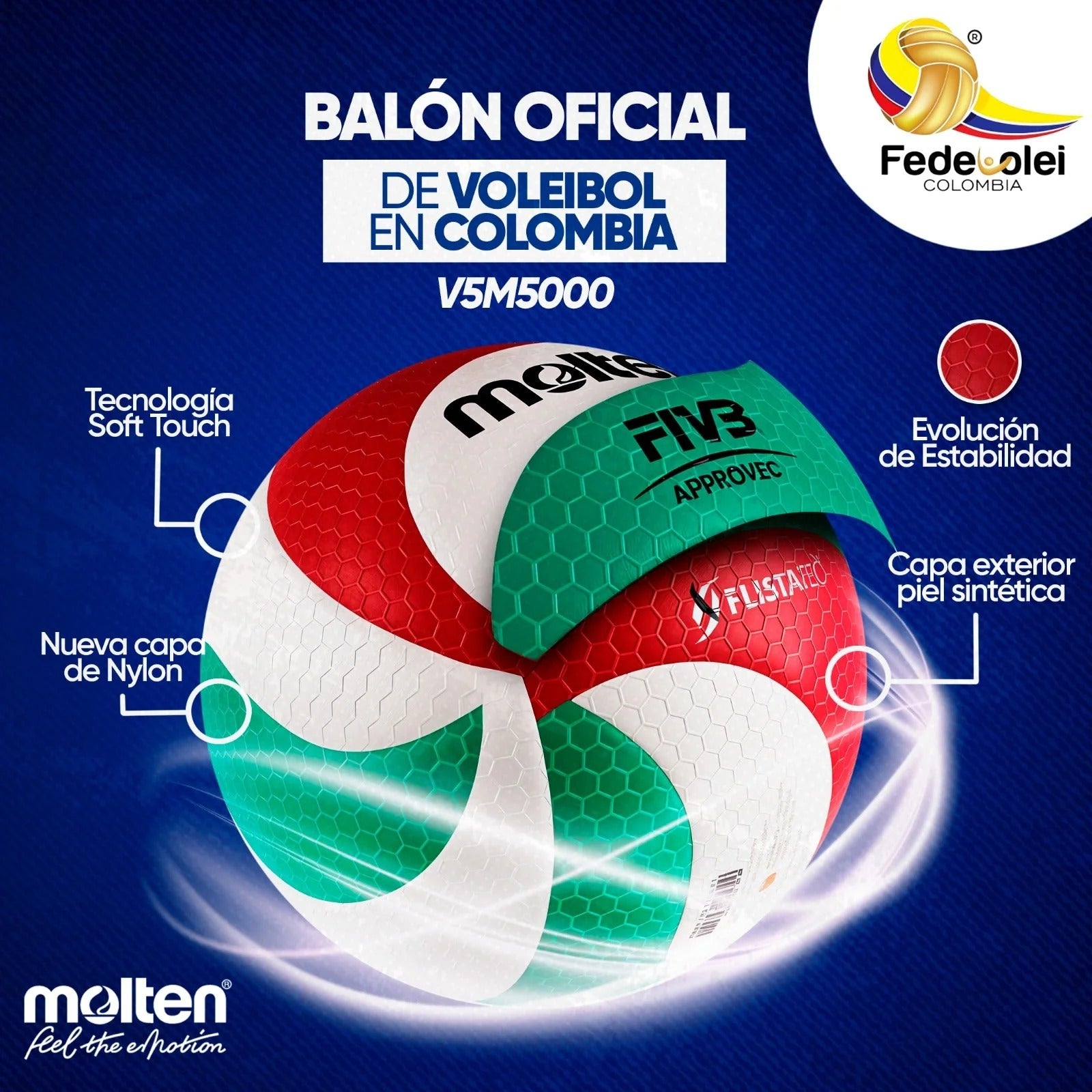 Balón De Voleibol N. 5 V5M5000 Molten