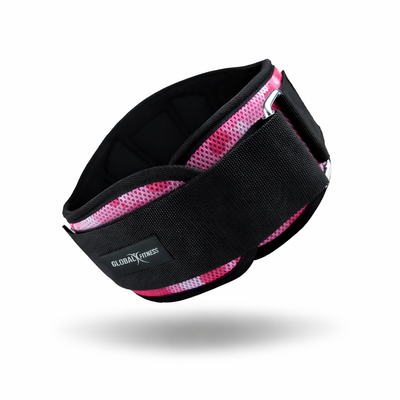 Cinturón lumbar para gym con soporte y ajuste en velcro Rosa - Global Fitness