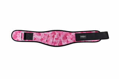 Cinturón lumbar para gym con soporte y ajuste en velcro Rosa - Global Fitness