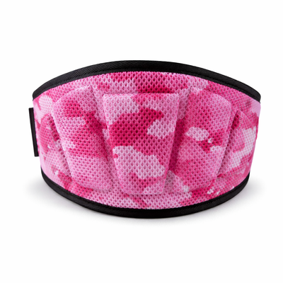 Cinturón lumbar para gym con soporte y ajuste en velcro Rosa - Global Fitness