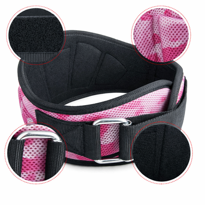 Cinturón lumbar para gym con soporte y ajuste en velcro Rosa - Global Fitness