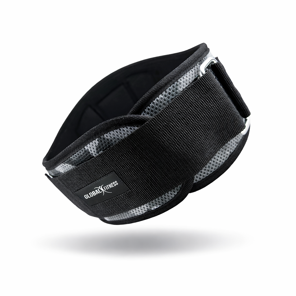 Cinturón lumbar para gym con soporte y ajuste en velcro Gris - Global Fitness