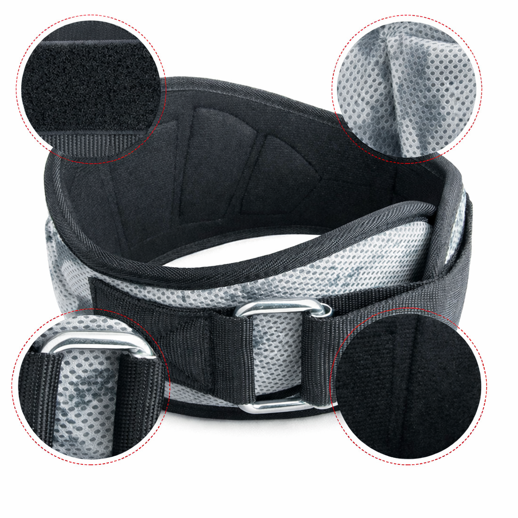 Cinturón lumbar para gym con soporte y ajuste en velcro Gris - Global Fitness