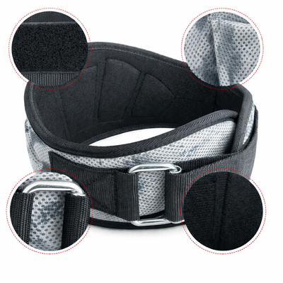 Cinturón lumbar para gym con soporte y ajuste en velcro Gris - Global Fitness
