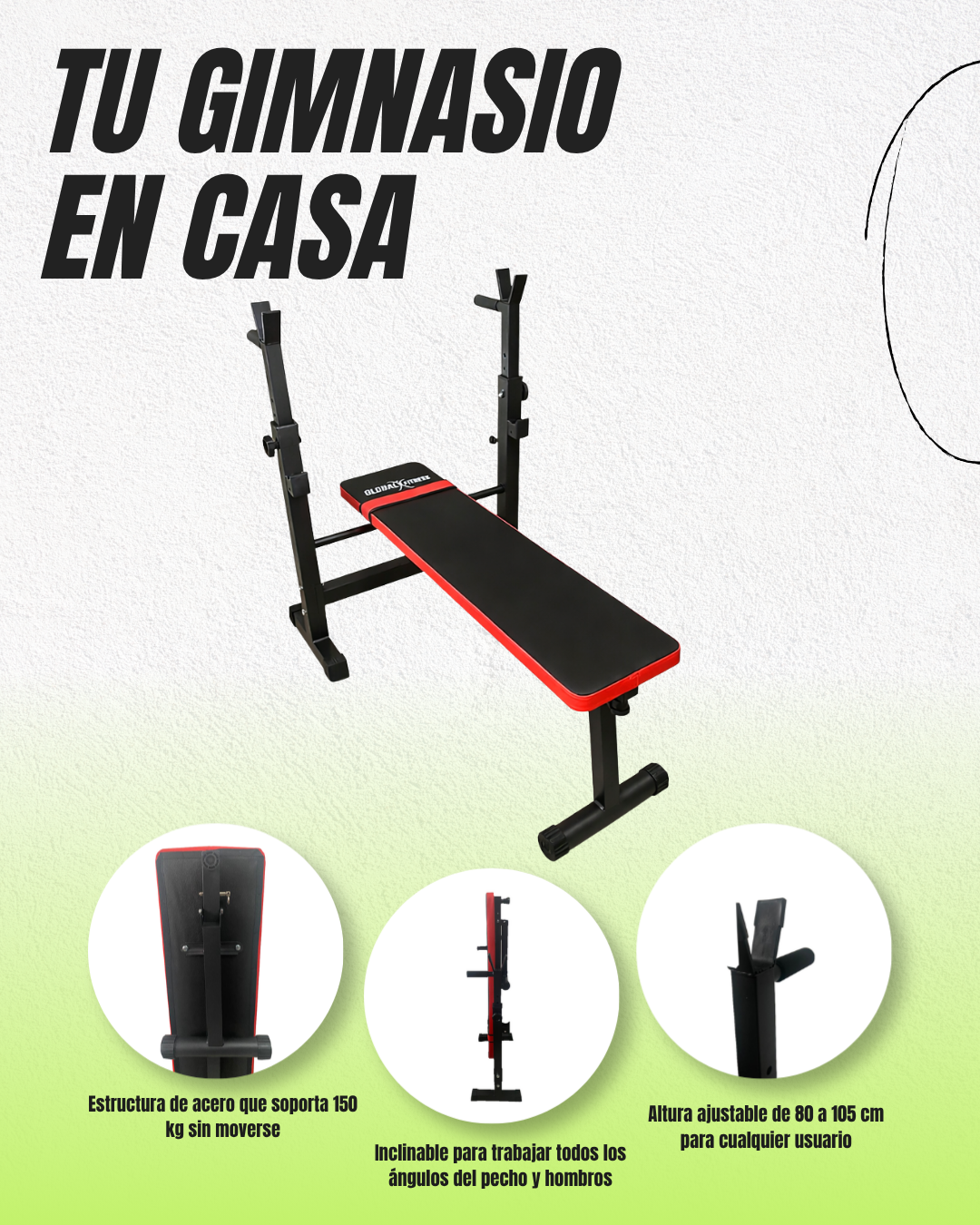 Banco Ejercicio Con Soporte Para Barra Global Fitness