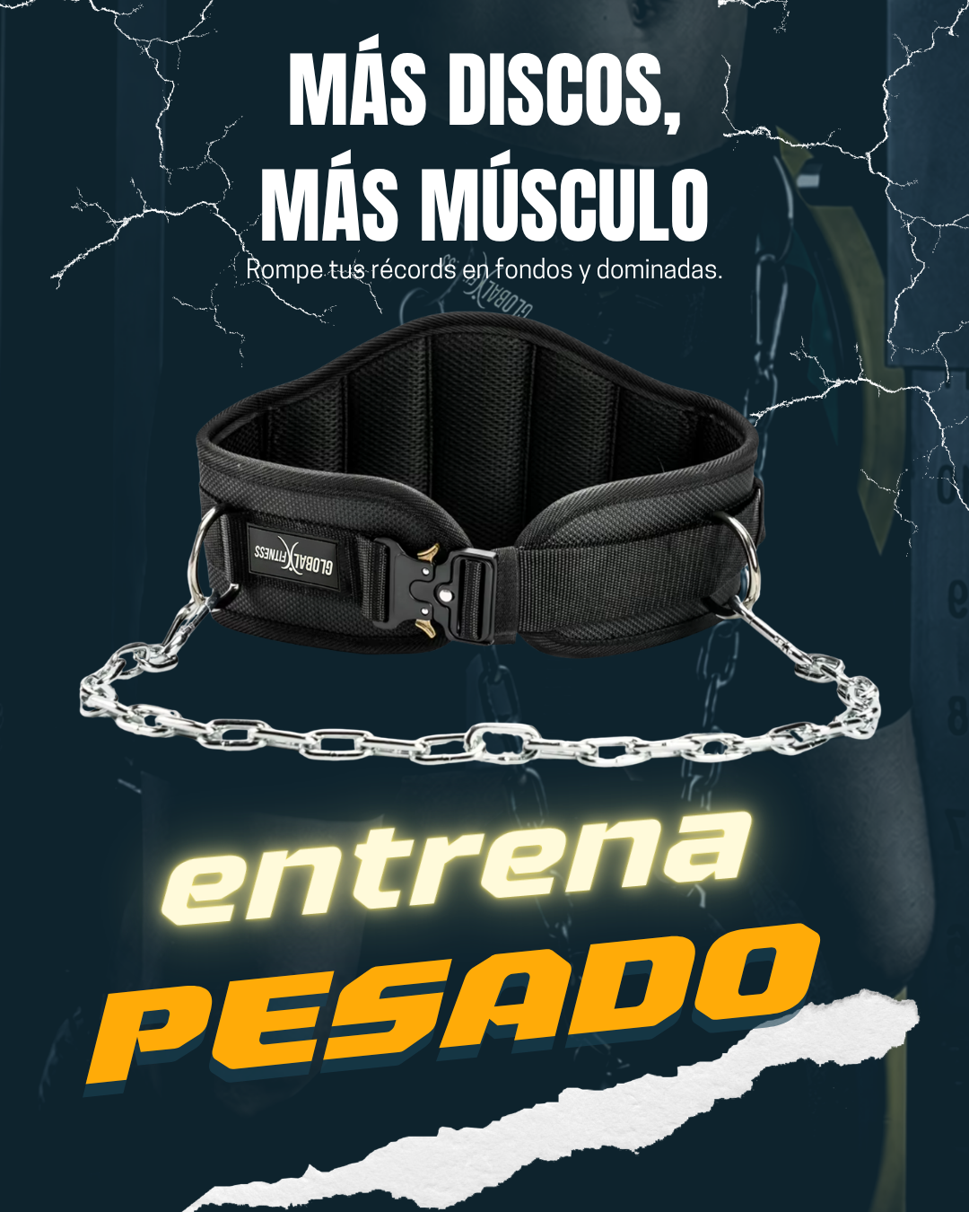 Cinturón Con Cadena Para Discos Profesional - Global Fitness