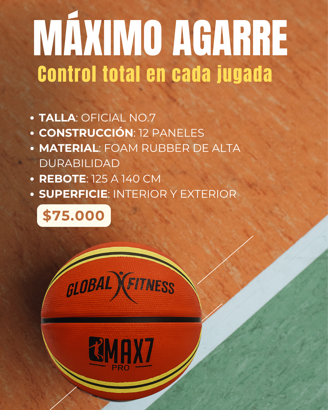 Balón De Baloncesto Max Pro  No.7 Global Fitness