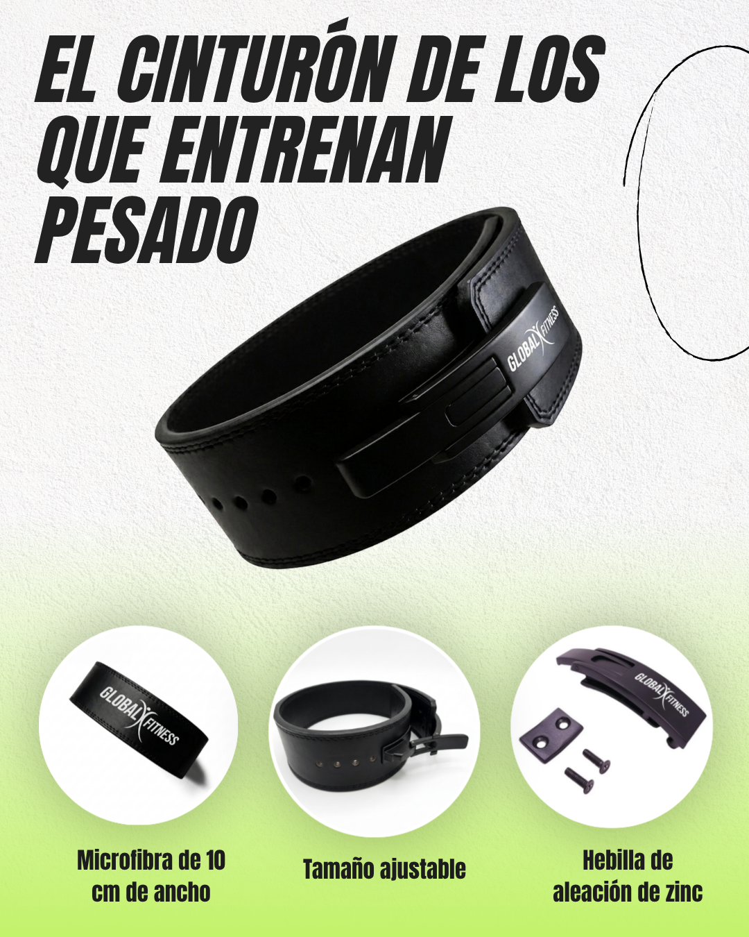Cinturón Levantamiento de Palanca Powerlifting 10mm - Global Fitness