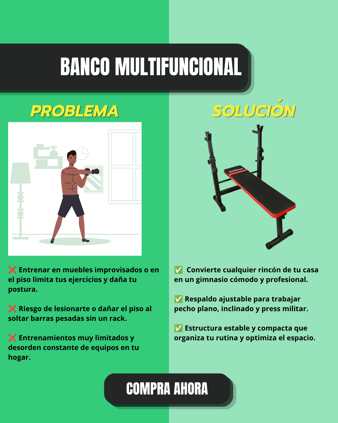 Banco Ejercicio Con Soporte Para Barra Global Fitness