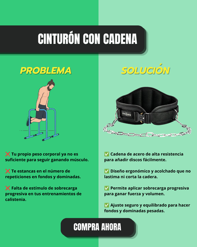 Cinturón Con Cadena Para Discos Profesional - Global Fitness
