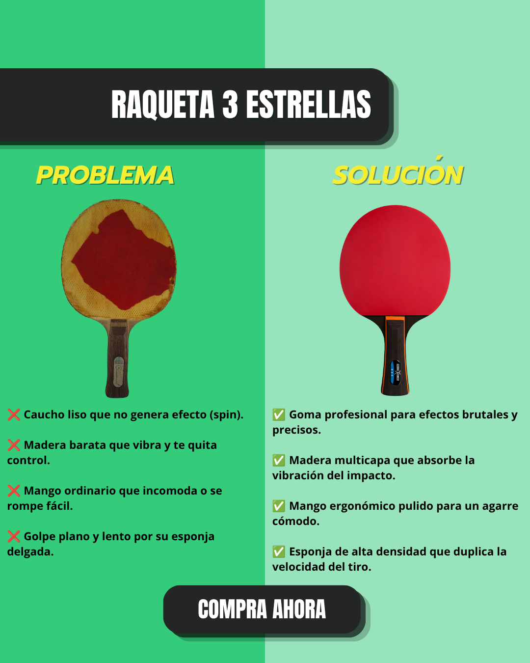 Raqueta Tenis de Mesa 3 estrellas