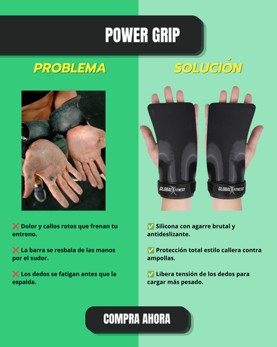 Straps Power Grip con protector de palma goma Global fitness