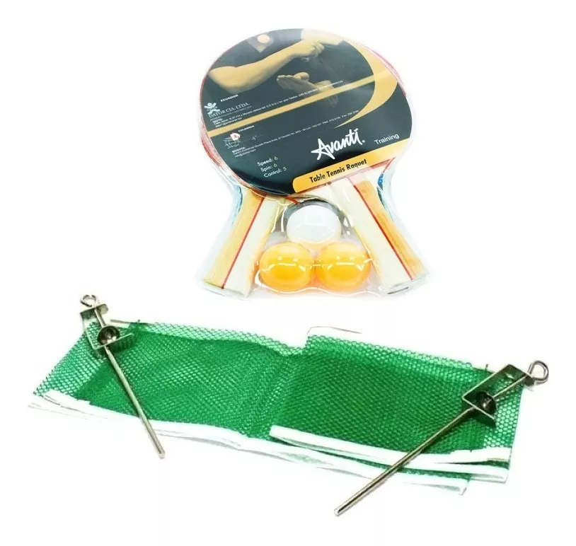 SET DE RAQUETAS TENIS DE MESA / PING PONG (MALLA, PARAL Y 3 BOLAS) AVANTI