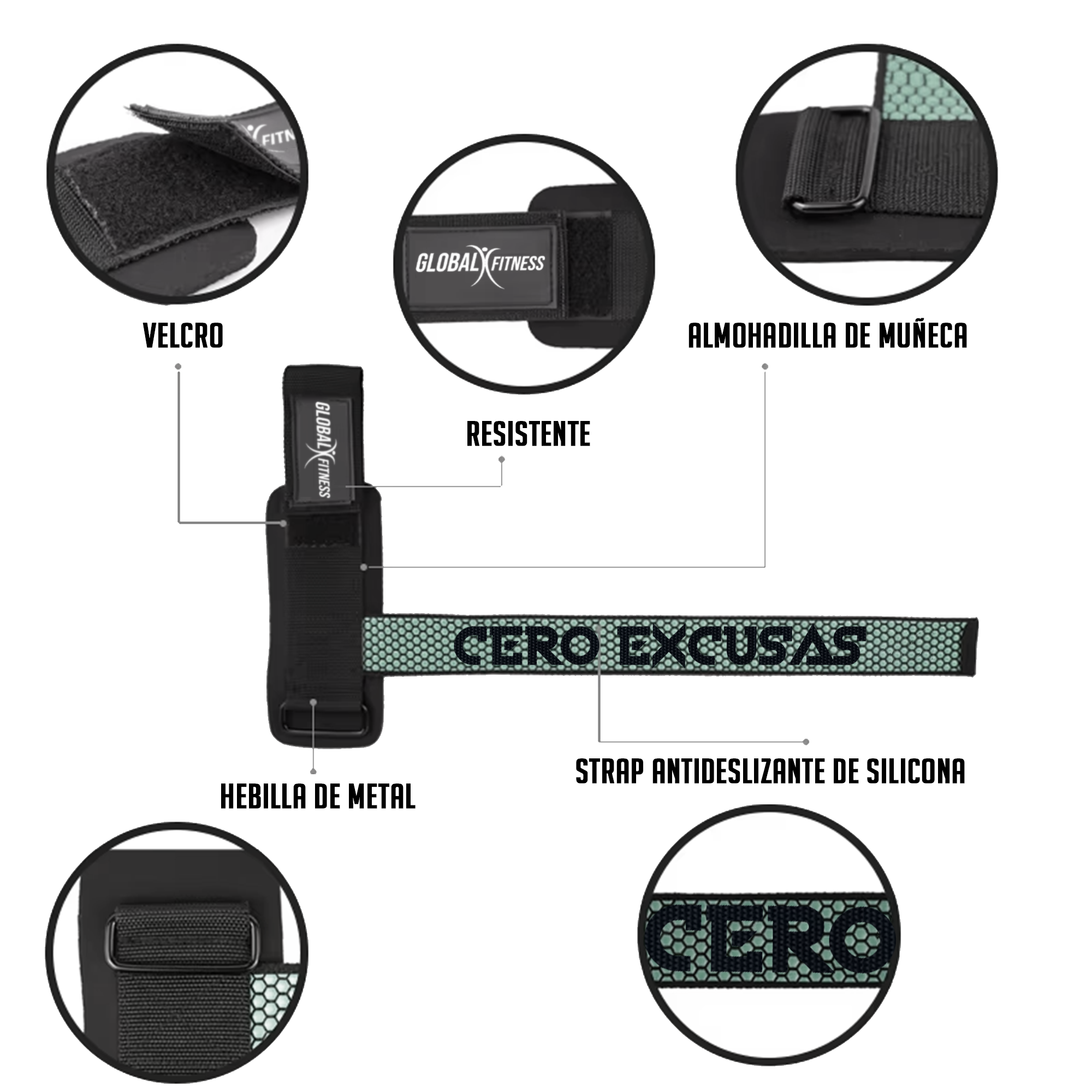 Straps Con Muñequera Para Gym Global Fitness