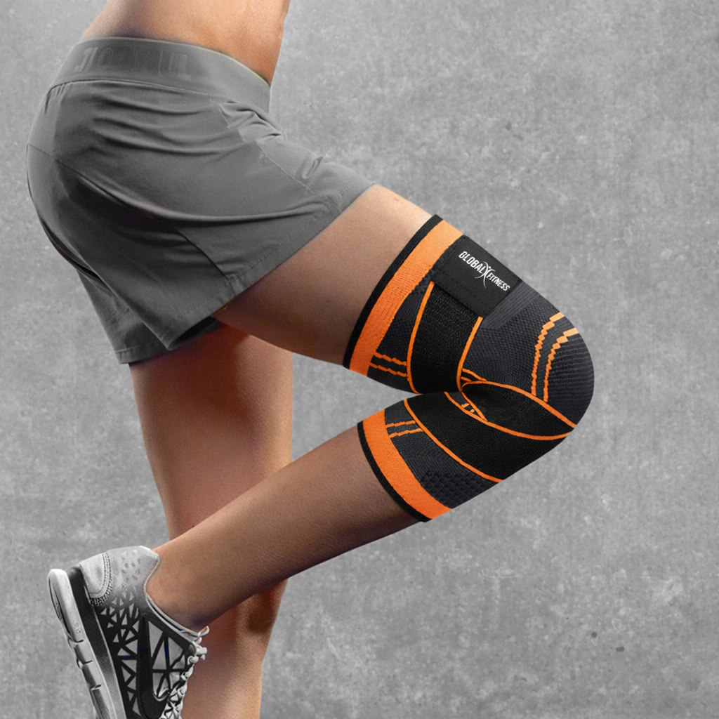 Rodillera De Compresión Con Doble Ajuste Naranja - Global Fitness