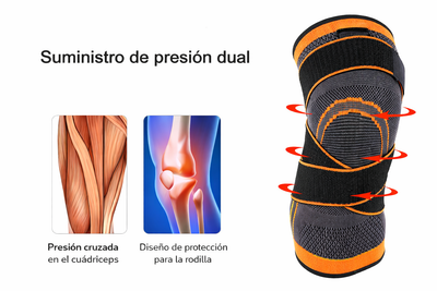 Rodillera De Compresión Con Doble Ajuste Naranja - Global Fitness