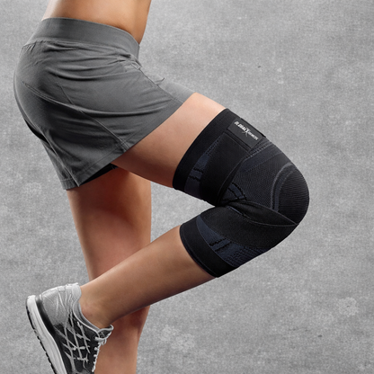 Rodillera De Compresión Con Doble Ajuste Negro - Global Fitness