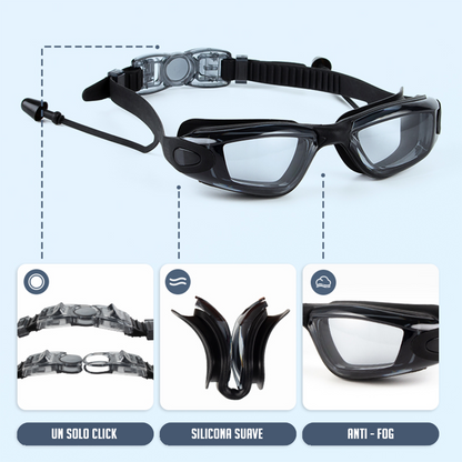 Gafas De Natación Espejadas Adulto - Negro