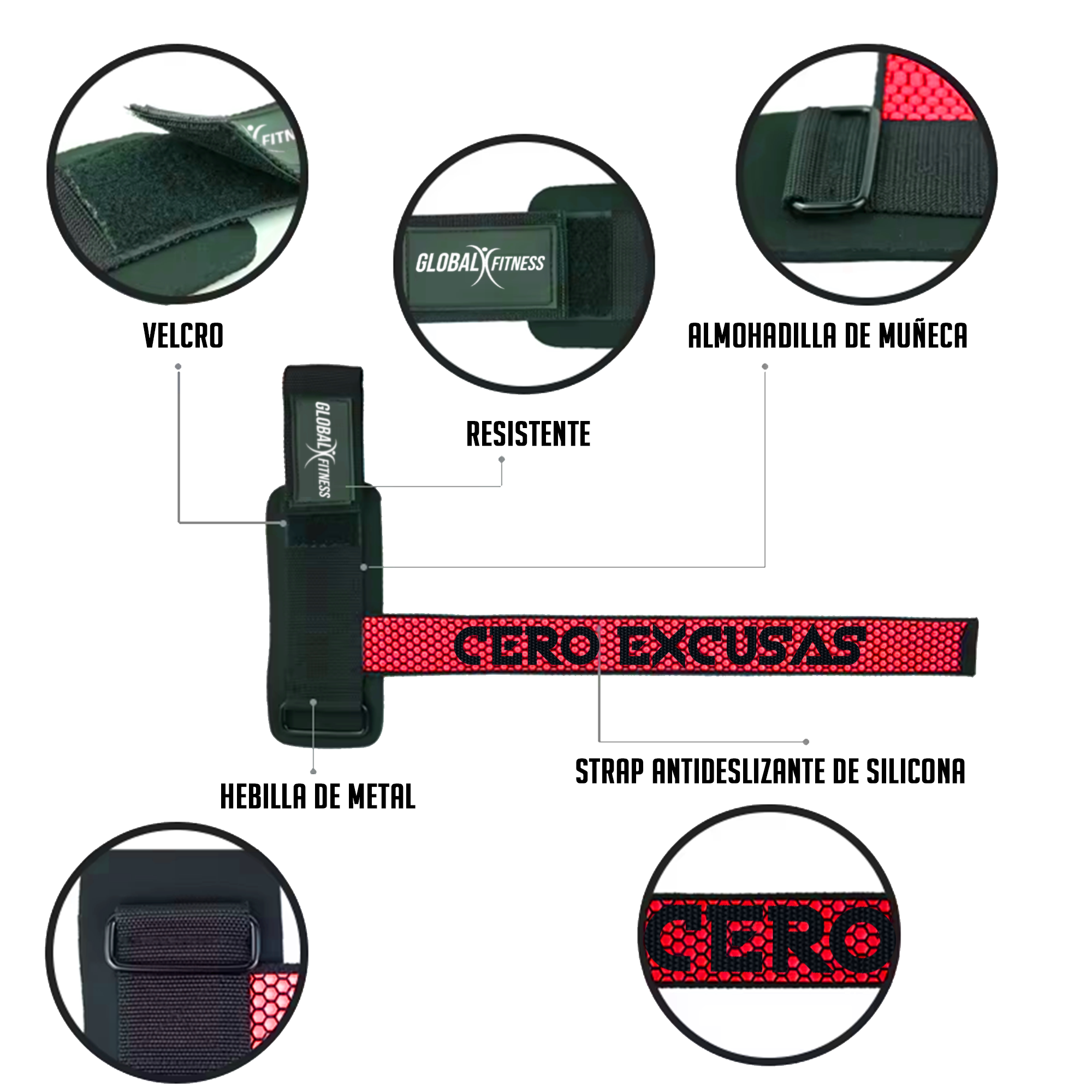 Straps Con Muñequera Para Gym Global Fitness