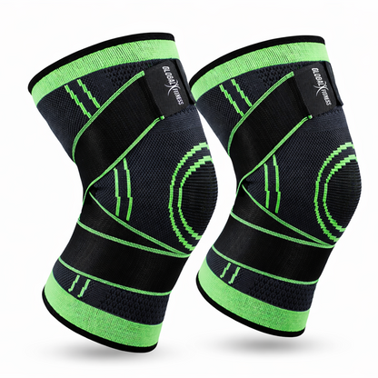 Rodillera De Compresión Con Doble Ajuste Verde - Global Fitness