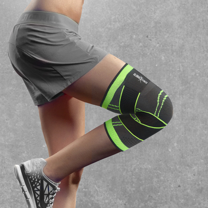 Rodillera De Compresión Con Doble Ajuste Verde - Global Fitness