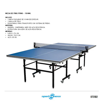Mesa Ping Pong 18Mm Tenis De Mesa